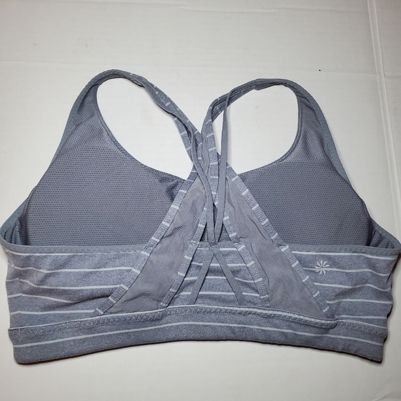 Athleta Transcendence Sports Bra Gray White Striped Women's L - Picture 5 of 8